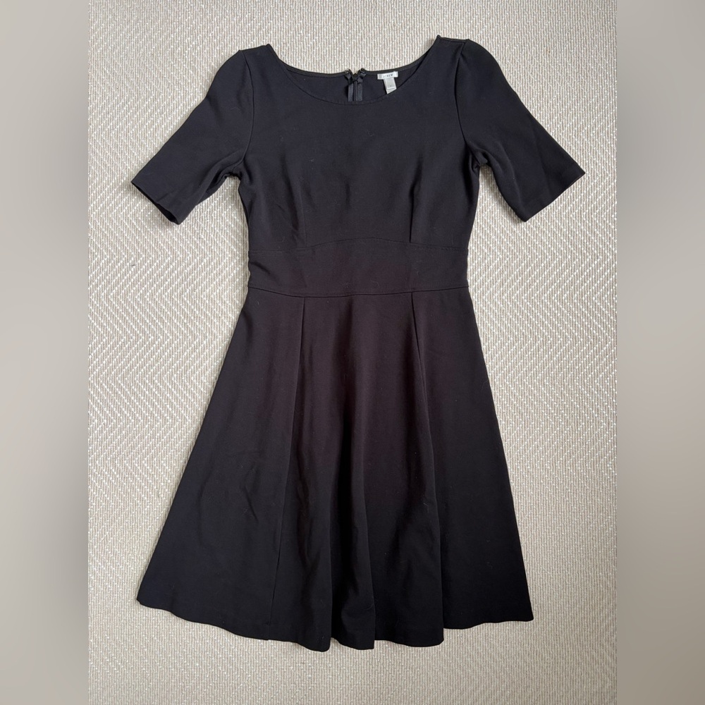 J. Crew Black Short-Sleeve Fit & Flare Mini Dress